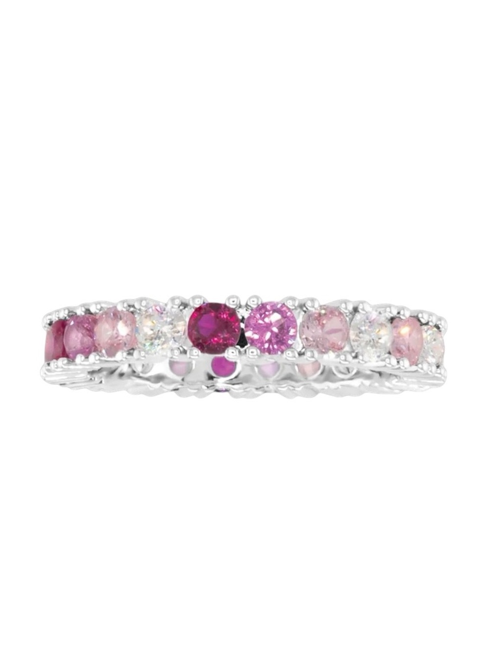 New Amanda Blu Pink Ombre Cubic Zirconia Rhinestone Dipped Sterling Silver Ring